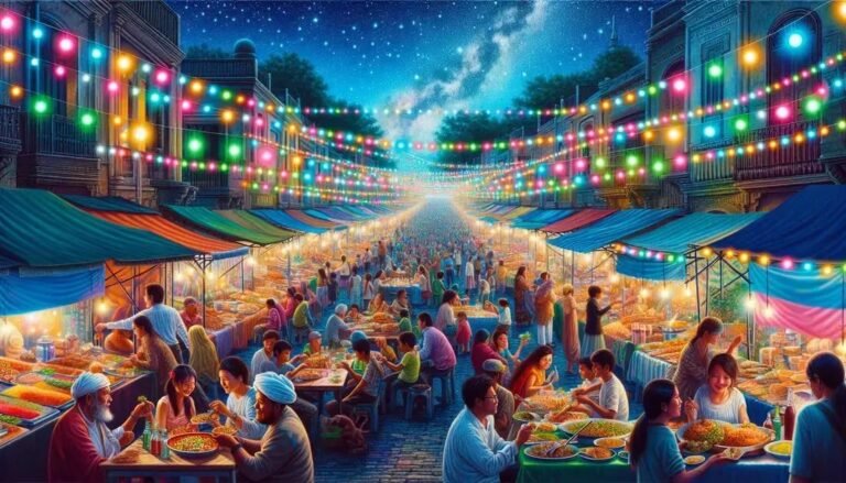 Onde fotografar feiras livres e mercados gastronômicos iluminados à noite